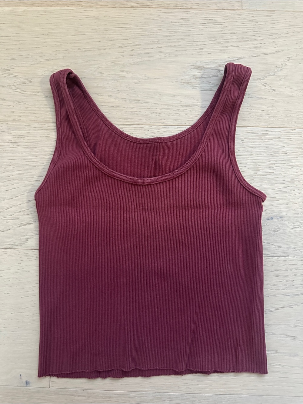 Brandy Melville Ribbed Scoop Neck Tank Top - Burgundy
